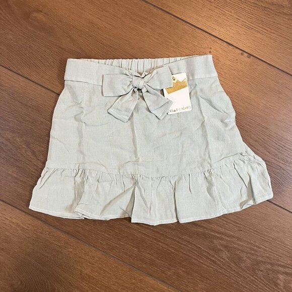 Crown of Hearts NWT Girls Light Blue Ruffle Bow Rayon/Linen Blend Skirt Size S - Picture 1 of 5